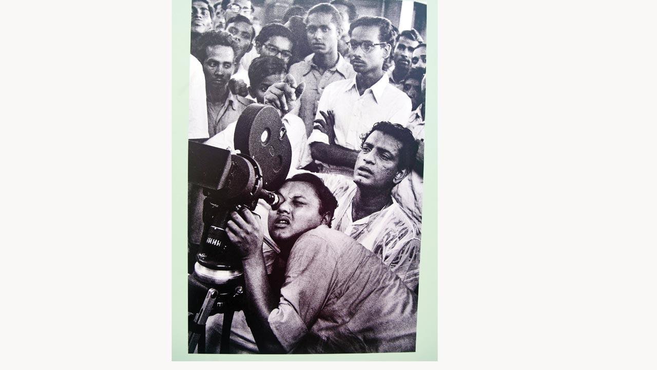 Riboud shoots Satyajit Ray during the shooting of his second movie, Aparajito in 1956