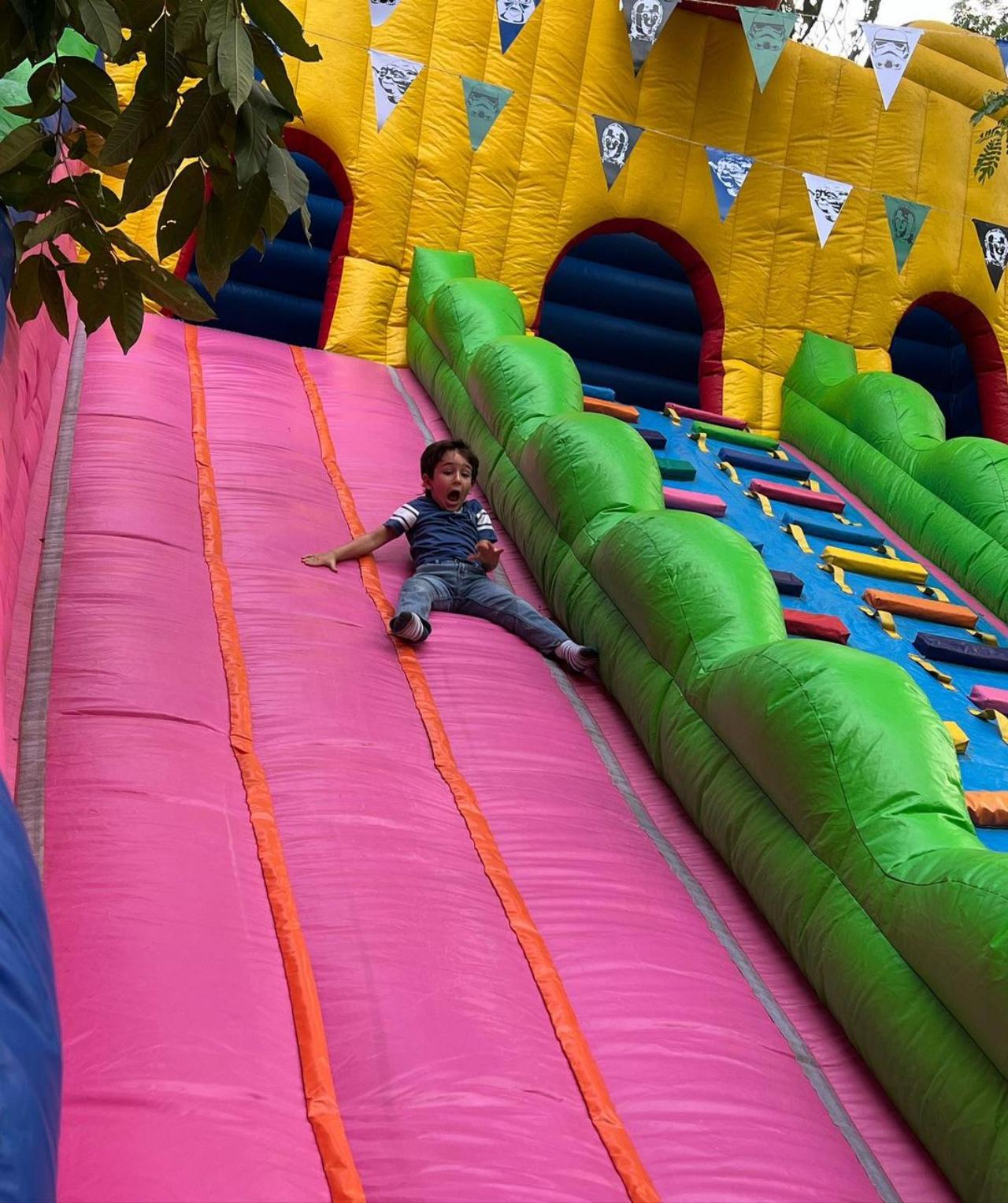 Kareena took to her Instagram handle to share a picture of Taimur sliding on the bouncy slide. Sharing the happy picture of Taimur, Kareena wrote, 