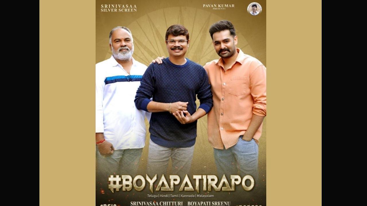 Crazy mass combo: Director Boyapati Sreenu, Ram Pothineni, and Producer Srinivasaa Chhitturi come together