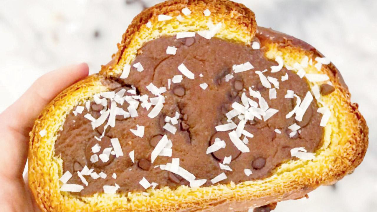 Chocolate custard toast with coconut. Pic Courtesy/Custard Toast Cravings on Instagram