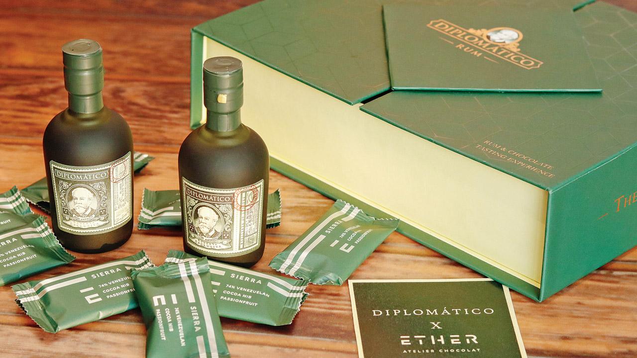 Last month, chef Prateek Bakhtiani of Ether Chocolates tied up with Diplomatico to create a line of rum-filled chocolates using the Reserva Exclusiva. He used Sierra chocolate for the line