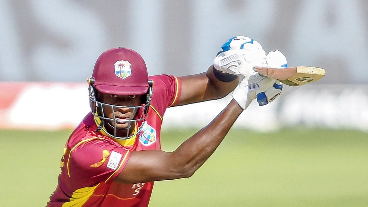 West Indies’ Jason Holder during his innings of 57 yesterday