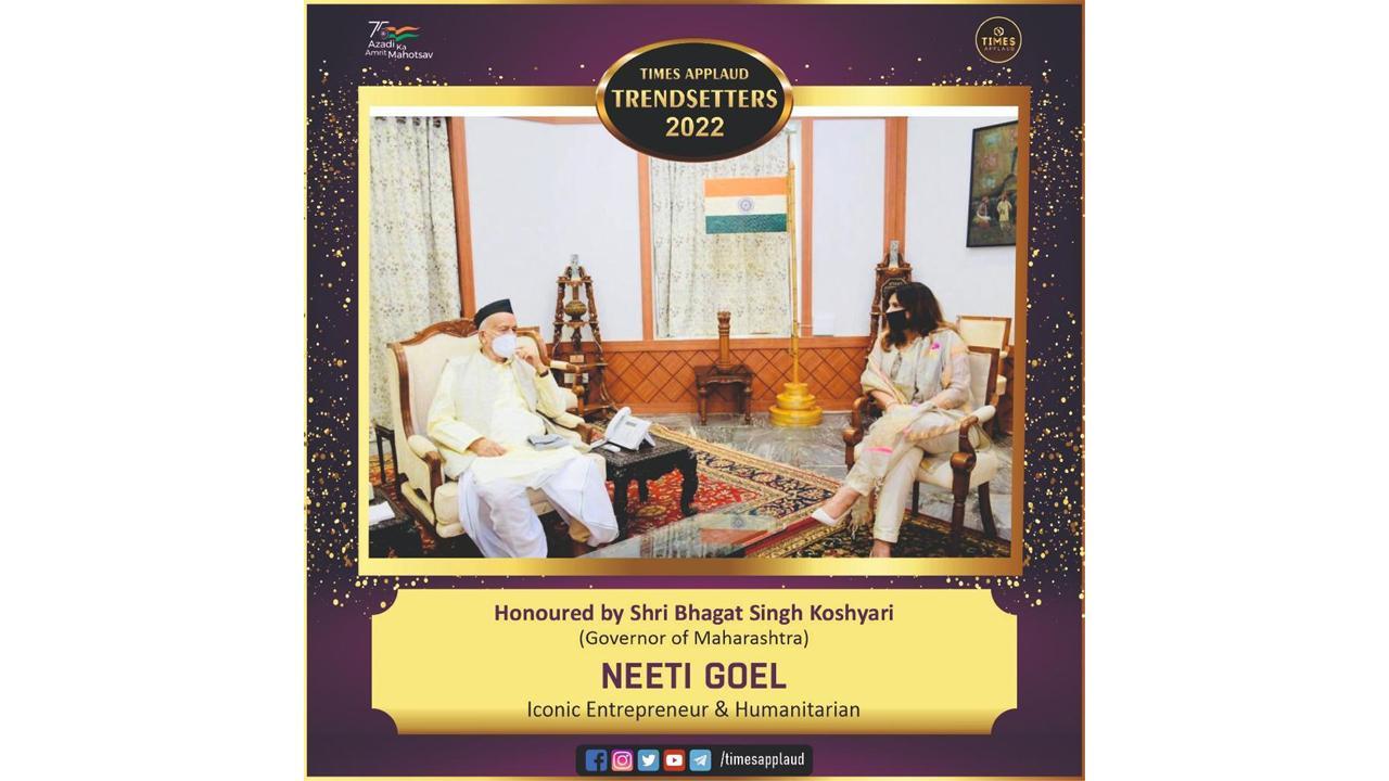 Neeti Goel Bags The Best Humanitarian & service Trendsetter 2022 Award for her philanthropic work