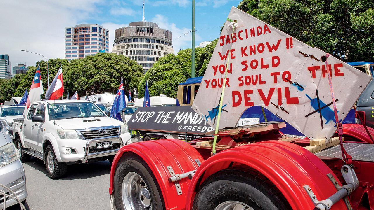 New Zealand protesters clog Parliament street