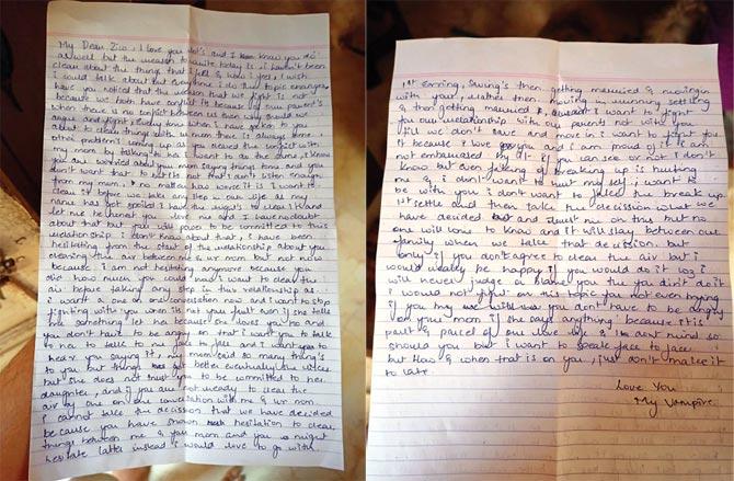 The letter found in Carol’s room after she went missing. Pics/Hanif Patel