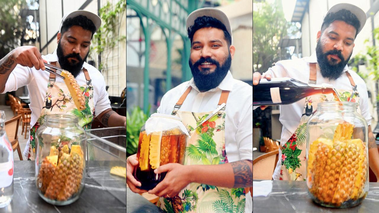 Roger Gomes, bar head at Ping’s Cafe Orient, says the best part of making a tepache is that you can control the taste. Pics/Bipin Kokate