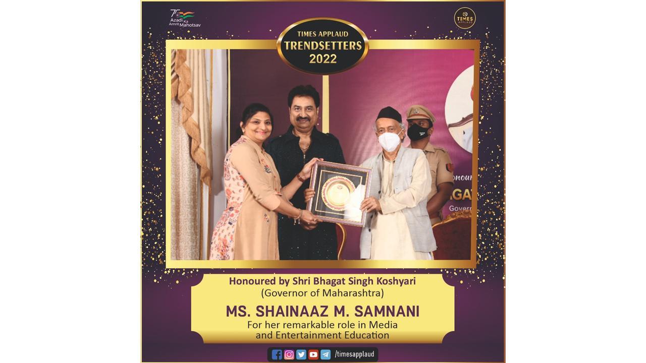 Shainaaz Samnani honored with Trendsetter 2022 award for excellence in media and entertainment education