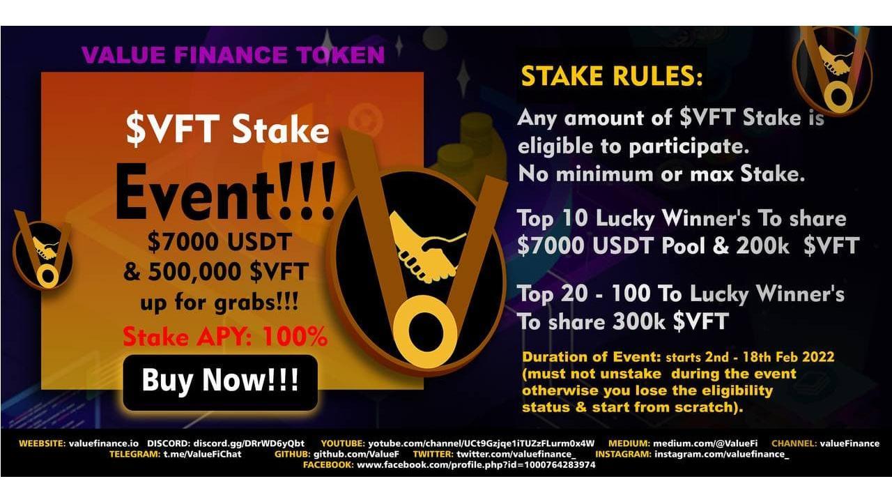 Value Finance: Set To Rule, As The Staking Event Begins 