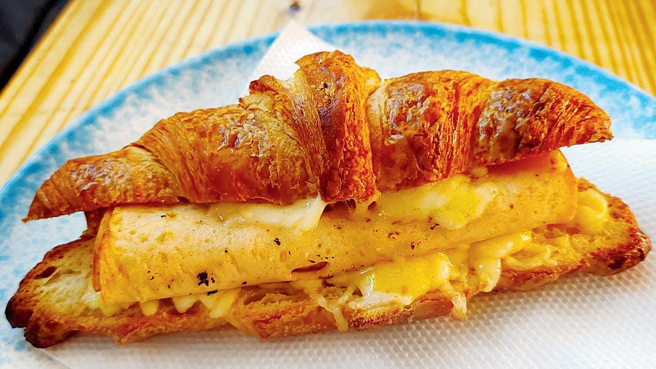 Bambai Nazariya’s quirky décor gives off a retro vibe; ham croissant