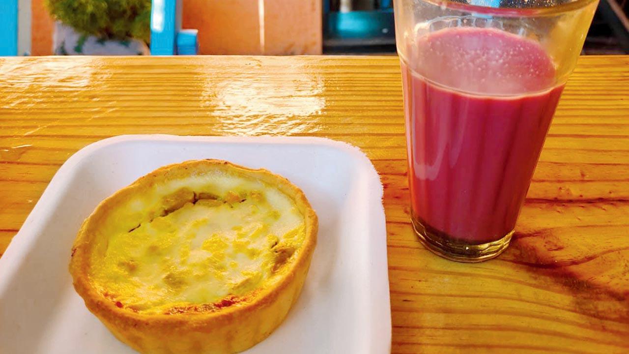 Quiche and pink chai