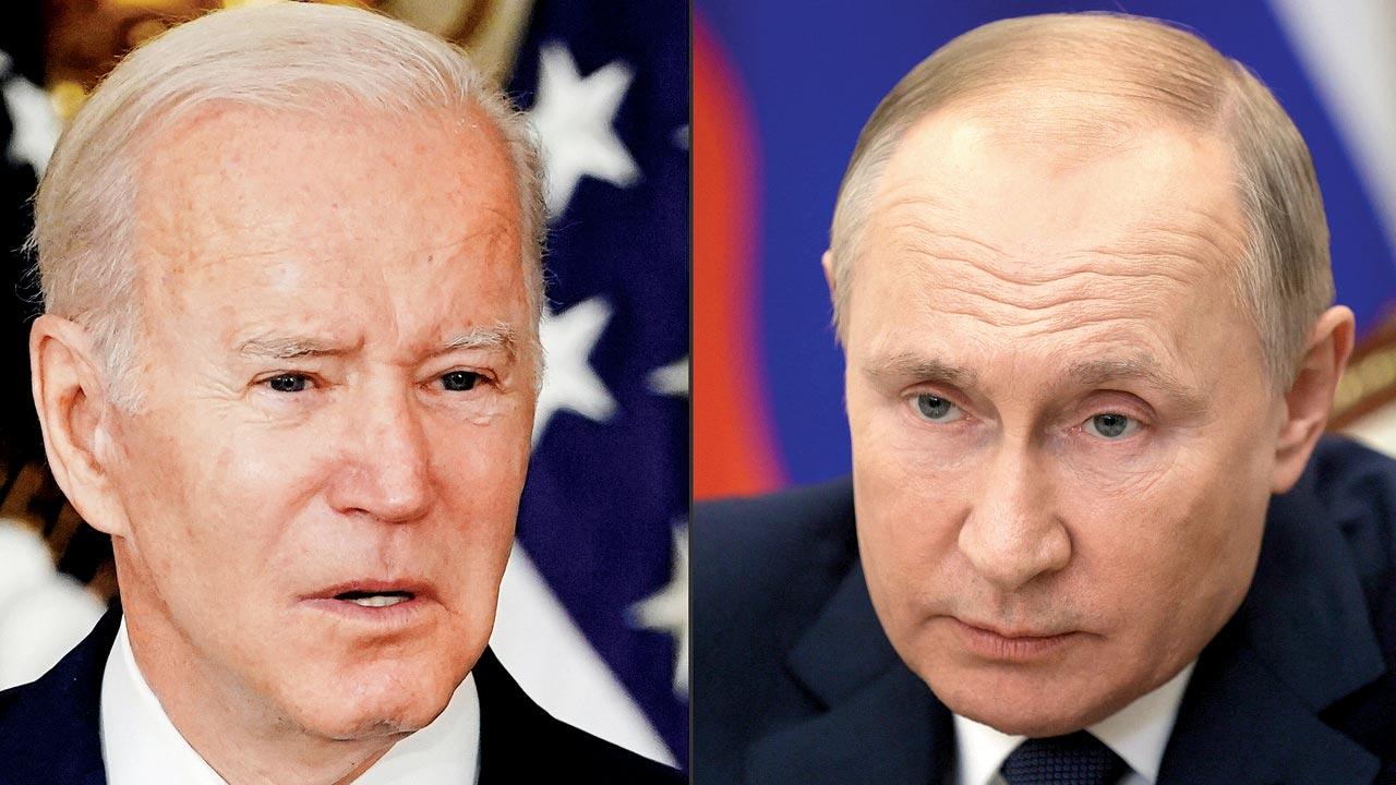 A combination photo of Joe Biden and Vladimir Putin. Pic/AP