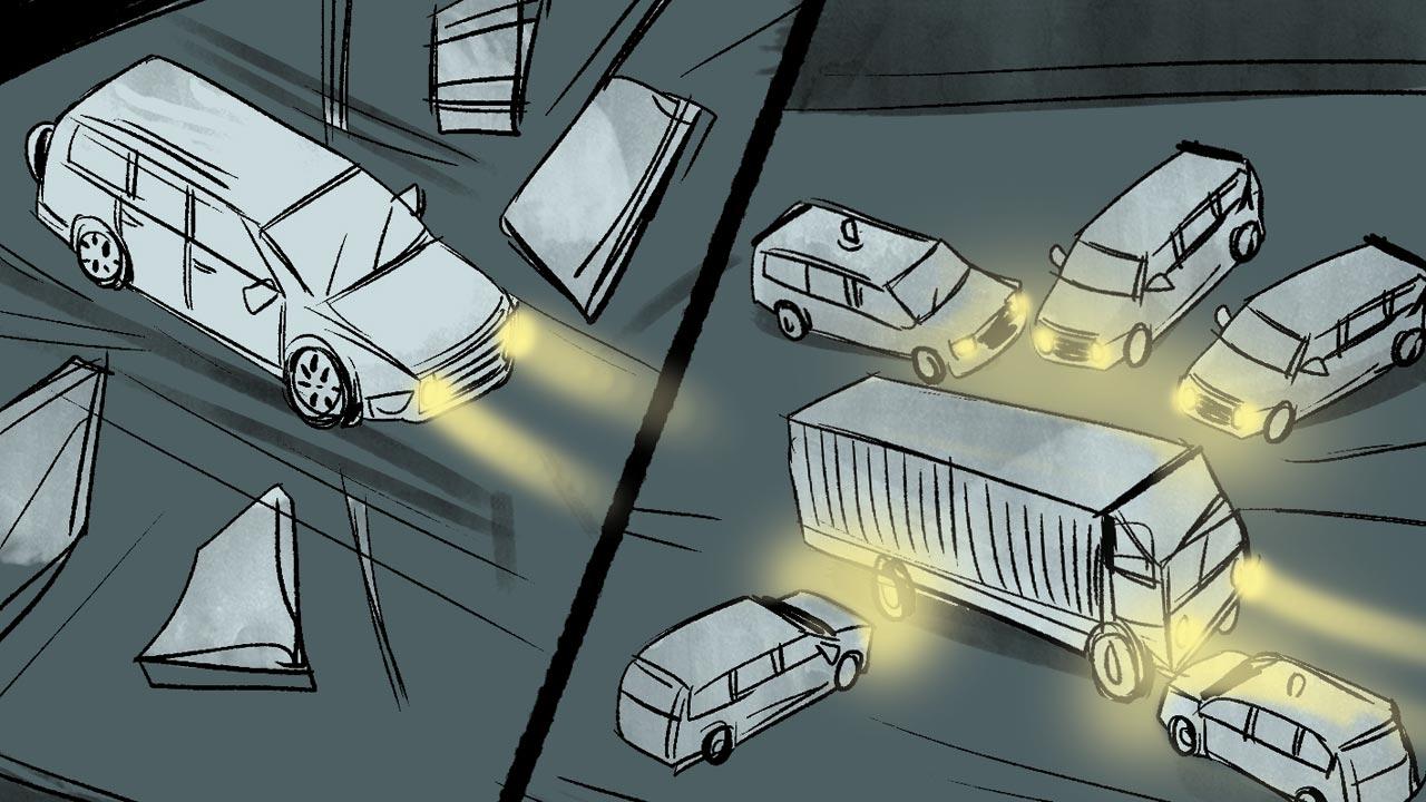 The truck left Khaniwade toll plaza around 2.30 am on Tuesday and headed towards Mumbai. Swarup took multiple U-turns as police teams chased him. Finally, officers surrounded Swarup, forcing him to stop and arrested him. A court sent him to police remand until February 28. On Tuesday evening, the police arrested three of his aides from Mulund. They were armed with swords and tried to attack the police, said sources. “It’s a big catch,” an officer told mid-day