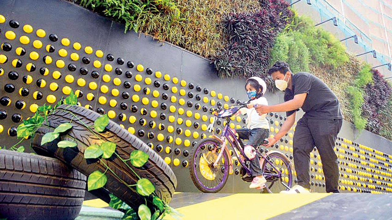 Kids cycle at Ralleyz Pit Stop. Pics/Sameer Markande