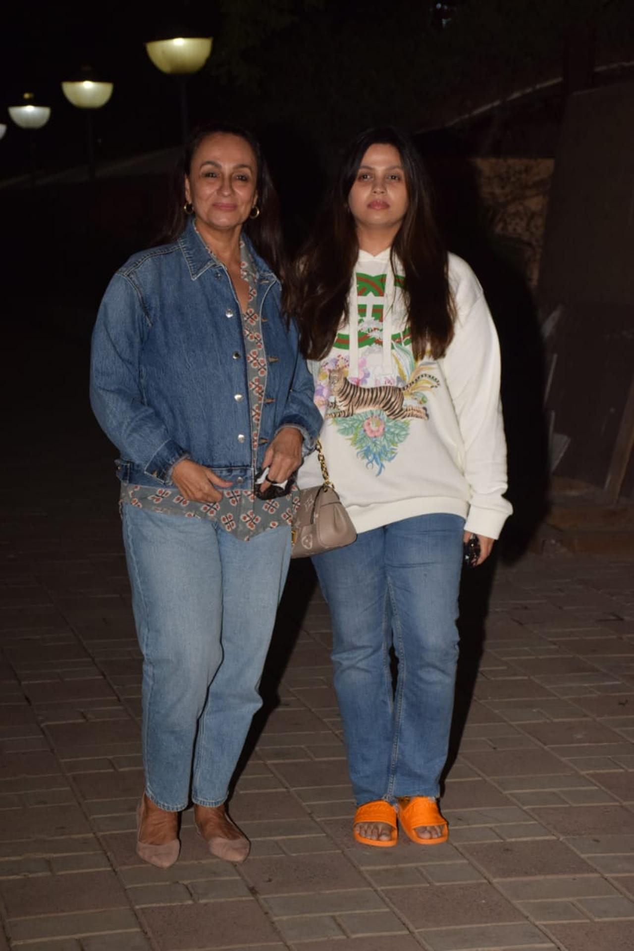 Soni Razdan posed with her daughter Shaheen Bhatt as they attended the special show of Gehraiyaan.