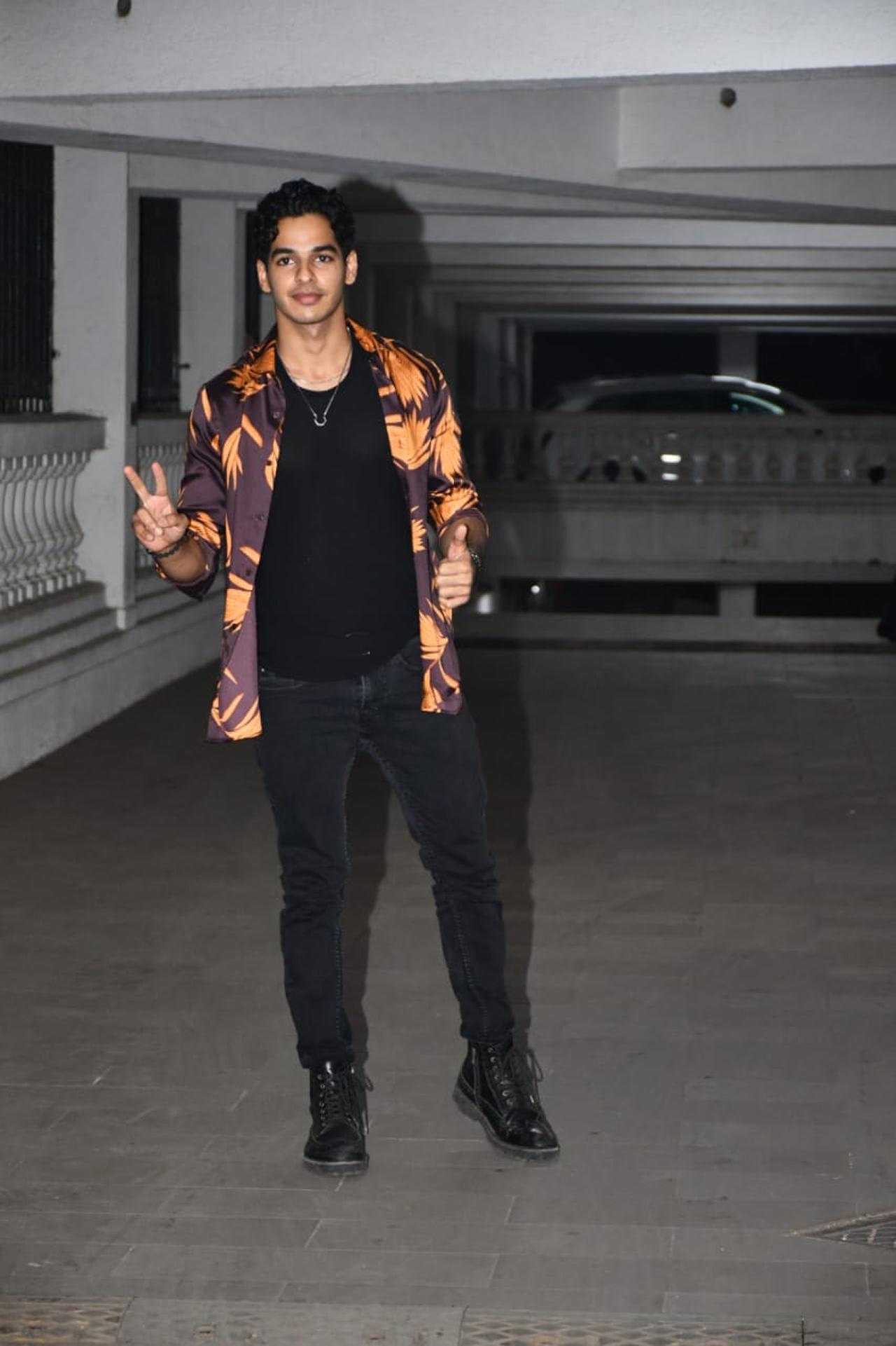 Ishaan Khatter posed for the paparazzi as he attended Shibani-Farhan wedding party hosted by Ritesh Sidhwani.