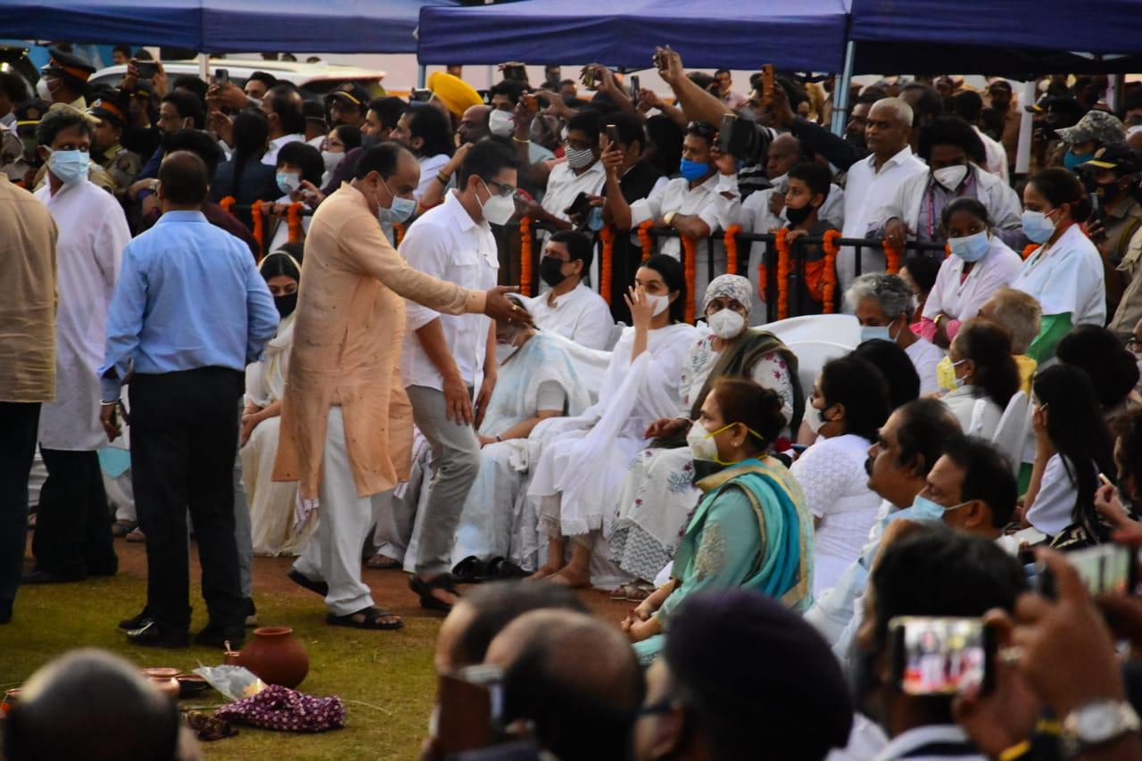 Lata's brother Hridaynath Mangeshkar lit the funeral pyre of the singing legend, who died at 92 in a hospital here on Sunday morning after a multi-organ failure.