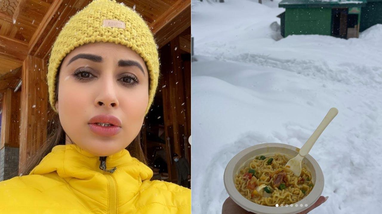 Mouni Roy enjoys a bowl of noodles during honeymoon in Kashmir