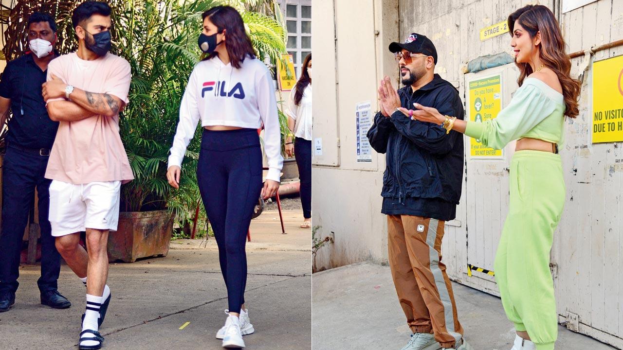 Virat Kohli with wife Anushka Sharma; (right) Badshah and Shilpa Shetty Kundra
