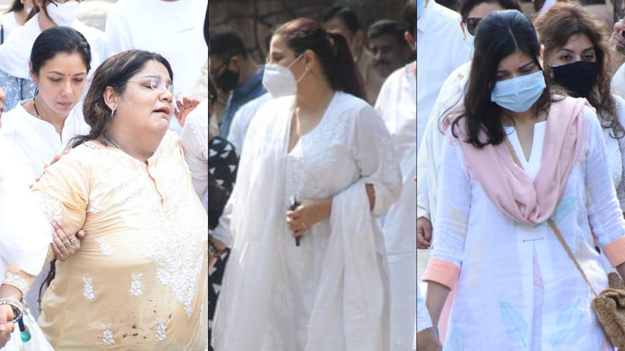 A collage from Bappi Lahiri's last rites ceremony/Pictures: Yogen Shah