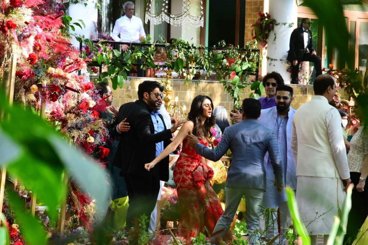 The bride's excitement was clearly visible and so was her stunning red bridal outfit. The ceremony was graced by a lot of people from the Hindi film industry.