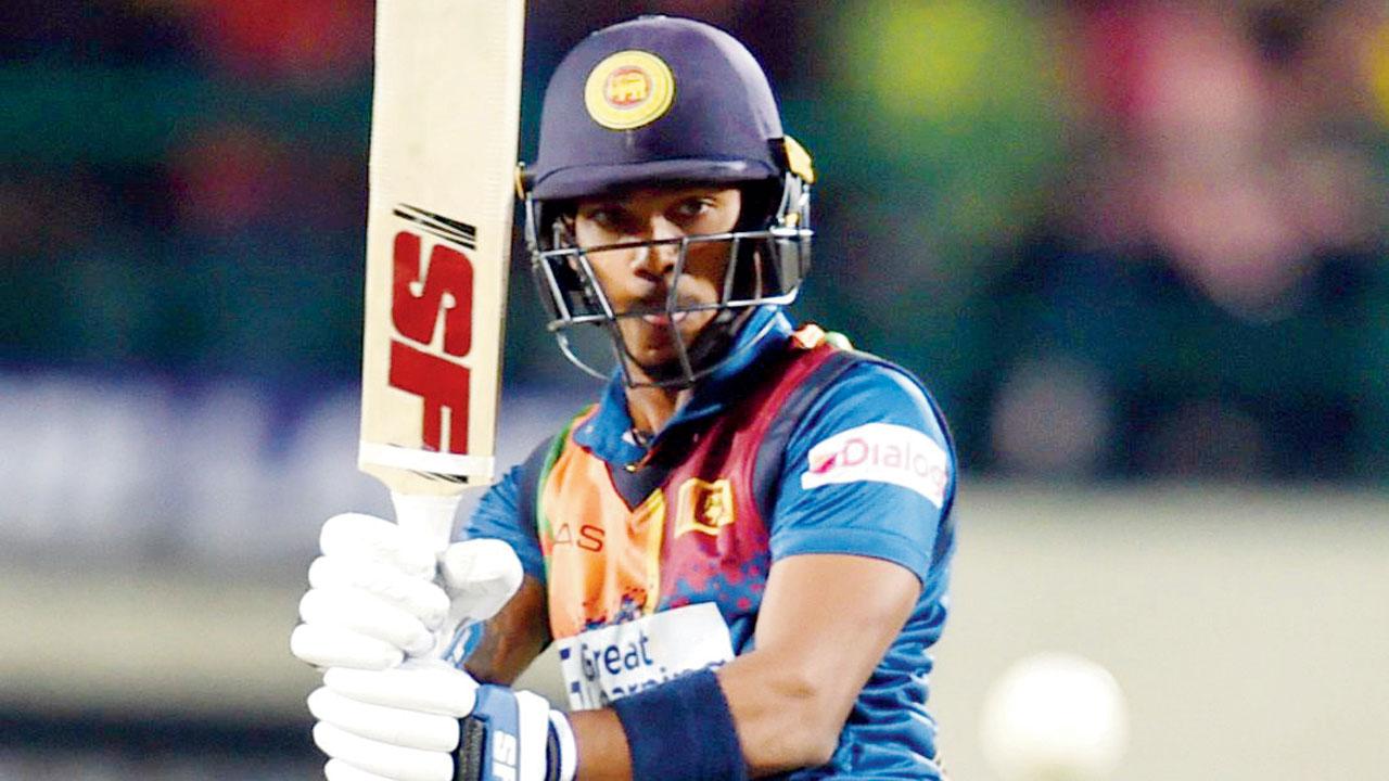 SL’s Pathum Nissanka plays a leg-side shot on Saturday. Pic/PTI