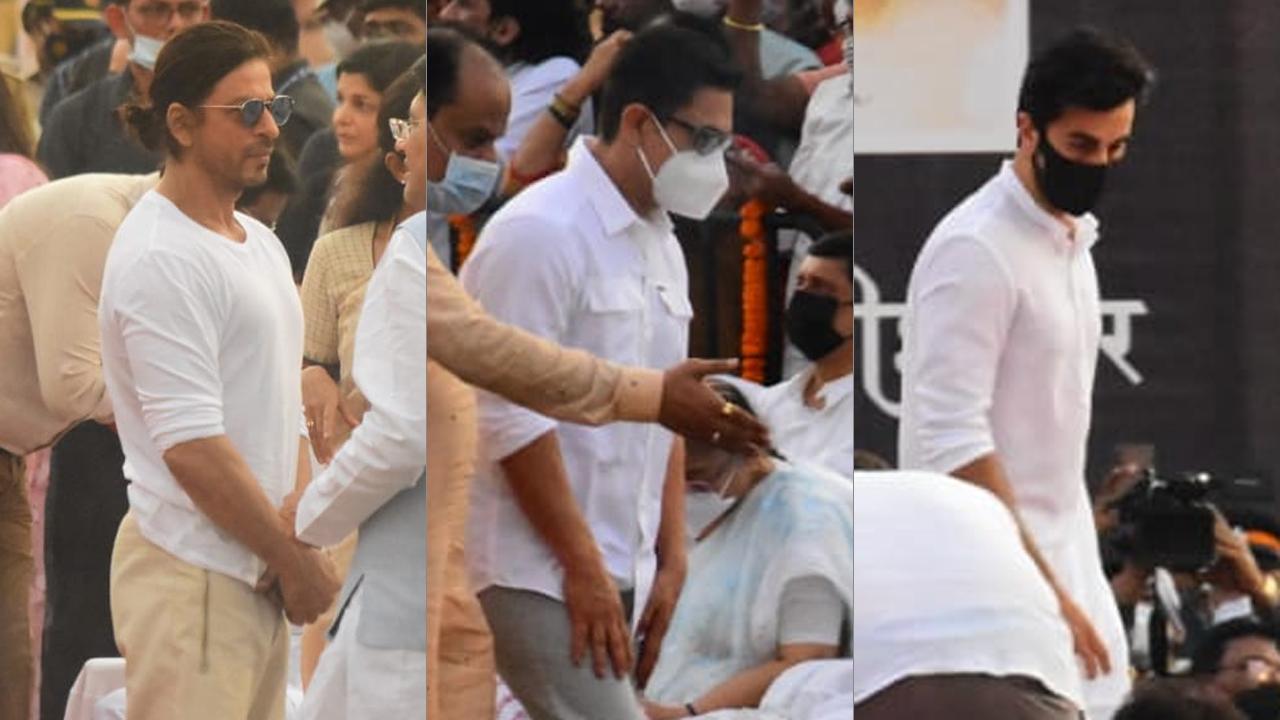 Aamir Khan, Shah Rukh Khan, Ranbir Kapoor attend Lata Mangeshkar's last rites ceremony at Shivaji Park
As the nation mourned the demise of singing legend Lata Mangeshkar on Sunday, Bollywood celebrities like Shah Rukh Khan, Aamir Khan, Ranbir Kapoor, among others, were clicked at the last rites ceremony hosted at Shivaji Park in Dadar, Mumbai. View entire gallery here