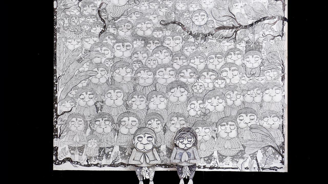The artist is exploring the market for Vaanar art, especially puppets and toys, which can be installed together like an ‘enabling’ army in a hotel or living room