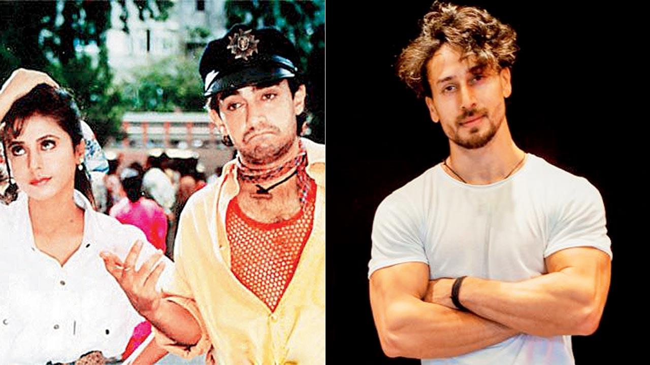 A still from Rangeela; (right) Tiger Shroff