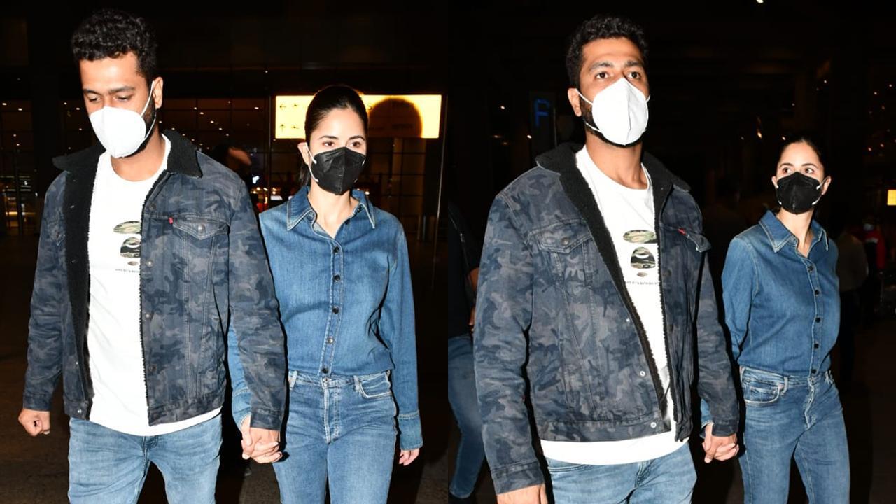 Newlyweds Vicky Kaushal, Katrina Kaif walk hand-in-hand at Mumbai airport