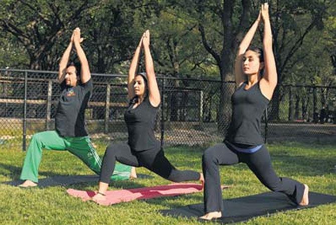 You've heard of people working out together but did you know Kareena Kapoor and Saif Ali Khan practise yoga together? The Nawabi couple does a form of yoga called Yin Yang Yoga or Partner Yoga. How is Partner Yoga beneficial for couples? It enables in creating harmony and balance and enhancing an understanding of one another. Kareena and Saif practise for an hour and fifteen minutes. This form of yoga is tailor-made for couples, says their personal trainer.