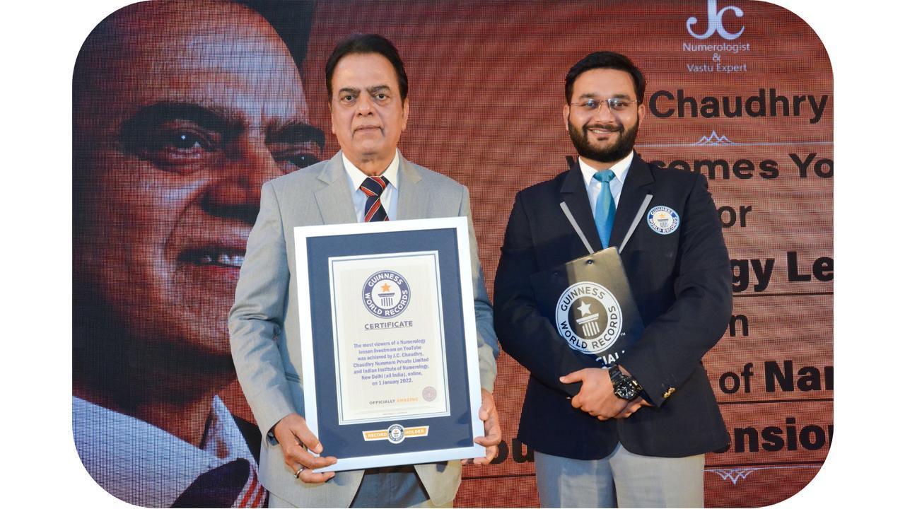 JC Chaudhry takes India to the top of the World with 1st ever Guinness World Record on Numerology