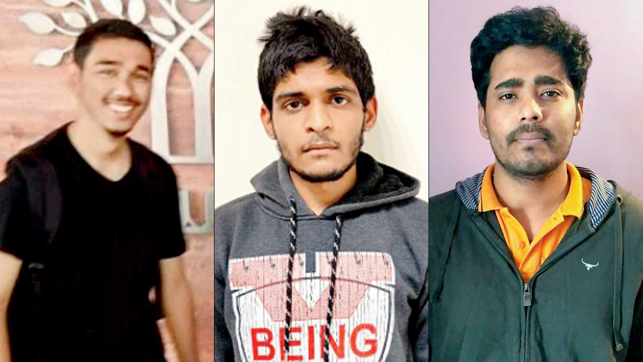 A police source said Jha barely spoke to his parents (middle) the mastermind Neeraj Bishnoiwas arrested from Assam (right) Aumkareshwar Thakur is a BCA student from MP