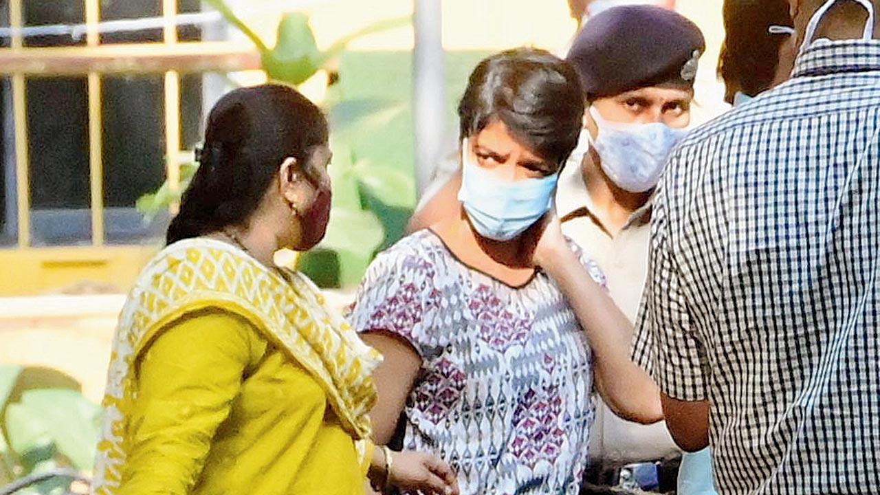Police Inspector Asha Korke (centre), was arrested in November in connection with the extortion case involving ex-CP PBS. File pic