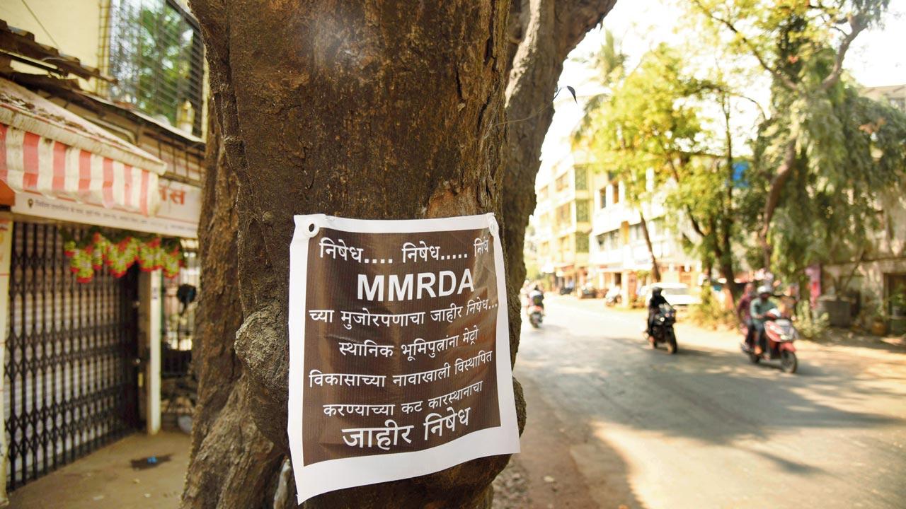 During a visit to the villages, mid-day saw banners and posters put up at various places opposing the MMRDA plan. Pic/Nimesh Dave