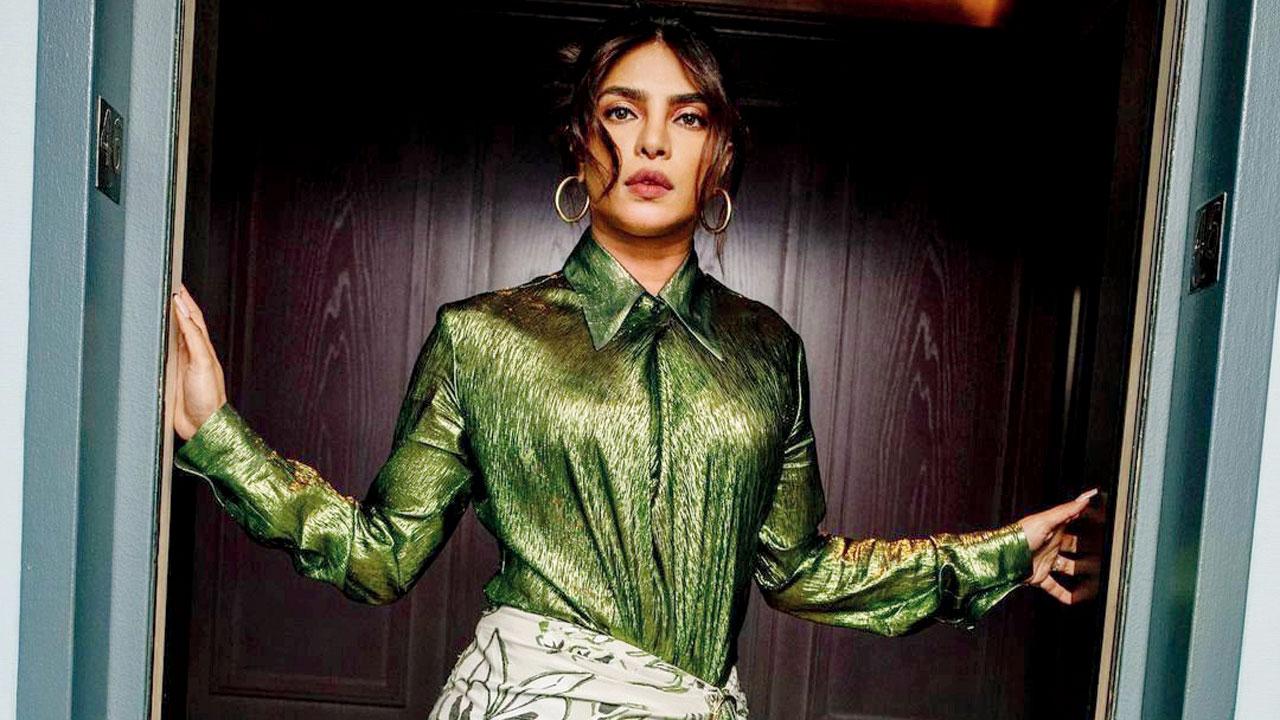 Priyanka Chopra’s power look at a recent movie promotion. Pic/Instagram