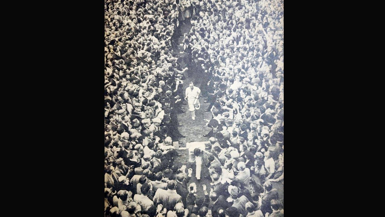 Mungekar’s personal favourite is a photograph of England’s Bill Edrich and Denis Compton heading back to the pavilion after defeating Australia at The Oval, London in 1953, which he sourced from Brian Johnston’s book, All About Cricket. England had won the Ashes after 19 long years