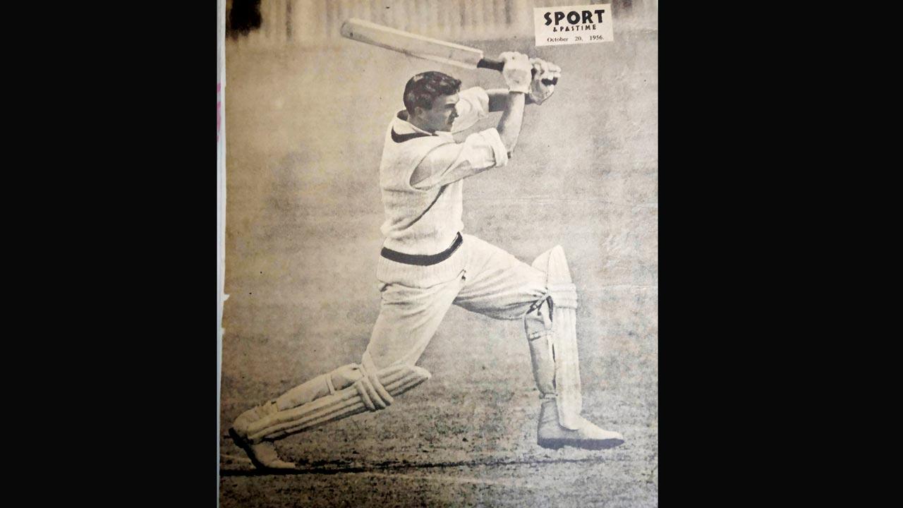A 1955 photograph of Australian cricketer Richie Benaud from the Sport and Pastime magazine. “In my entire collection, there is no photograph like this one. Because he is not wearing a helmet, you can even see his facial expression clearly. Unlike today, where most cricket jerseys are filled with sponsor tags, this one is plain white, and has zero distractions. Even the backdrop is plain,” he says Mungekar