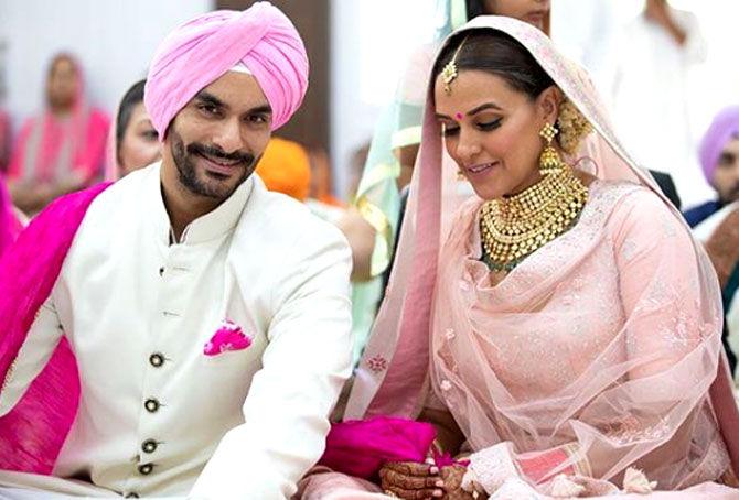Neha Dhupia and Angad Bedi: Neha Dhupia surprised her fans on May 10, 2018, by announcing her marriage with 'best friend' Angad Bedi. The actress took to her Instagram account to confirm the news. The couple got married on May 10 in Delhi. She shared a photo of hers with Angad from the wedding mandap and wrote, 'Best decision of my life.. today, I married my best friend. Hello there, husband! @angadbedi (sic).' Former Indian cricketer Bishan Singh Bedi's son Angad posted a picture from the wedding and wrote, 'Best friend.. now Wife!!! Well hello there Mrs BEDI!!! @nehadhupia [sic].'