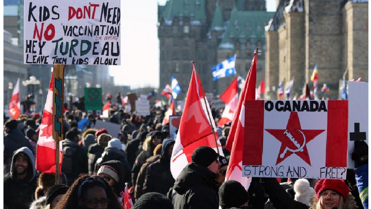 Canadian PM moved to secret location as anti-Covid rules protests flare-up
