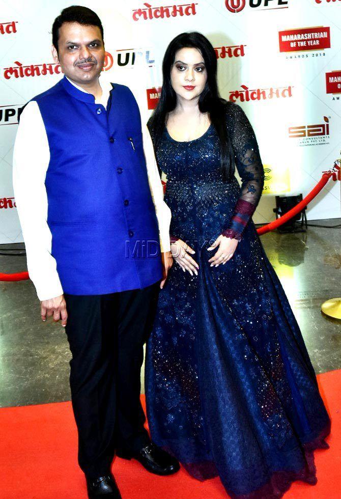 Maharashtra Chief Minister Devendra Fadnavis with wife Amruta Fadnavis