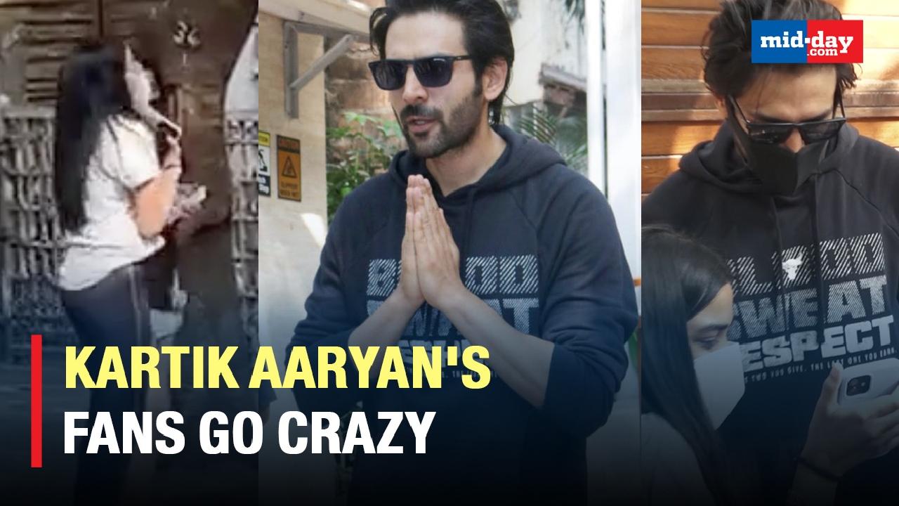 Kartik Aaryan Comes Down To Meet His Female Fans Who Kept Screaming His Name