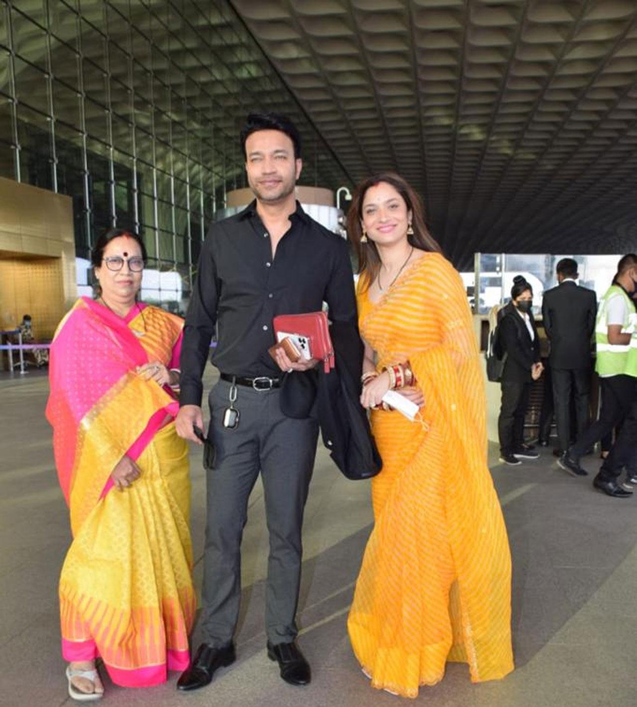 Ankita Lokhande spotted at the airport with husband Vicky Jain and mother -in-law