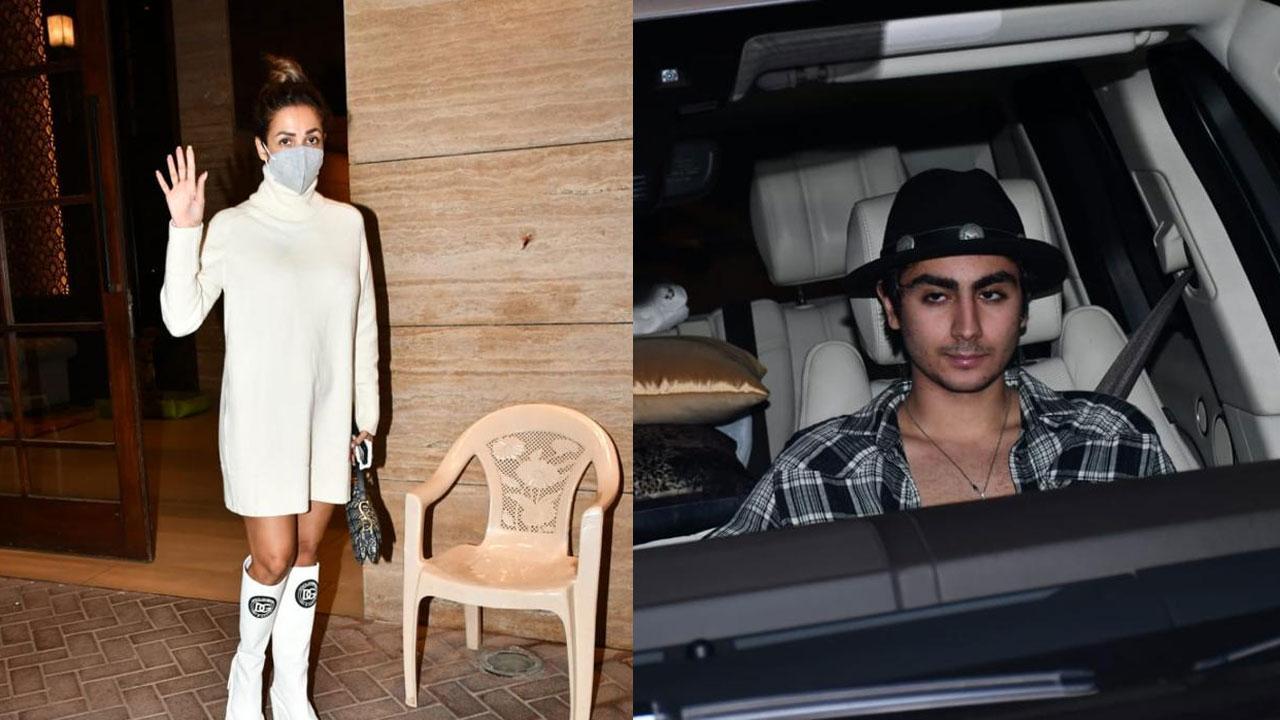 Malaika Arora and son Arhaan Khan spotted at Amrita Arora's residence