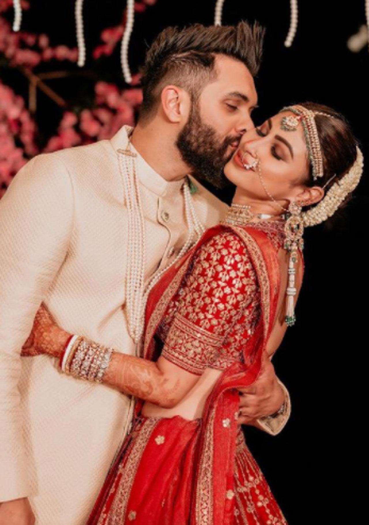 Madhuri Dixit, with whom Mouni has shaken a leg together on a reality show, shared a collage of happy pictures from the wedding on her Instagram Story and wrote, 