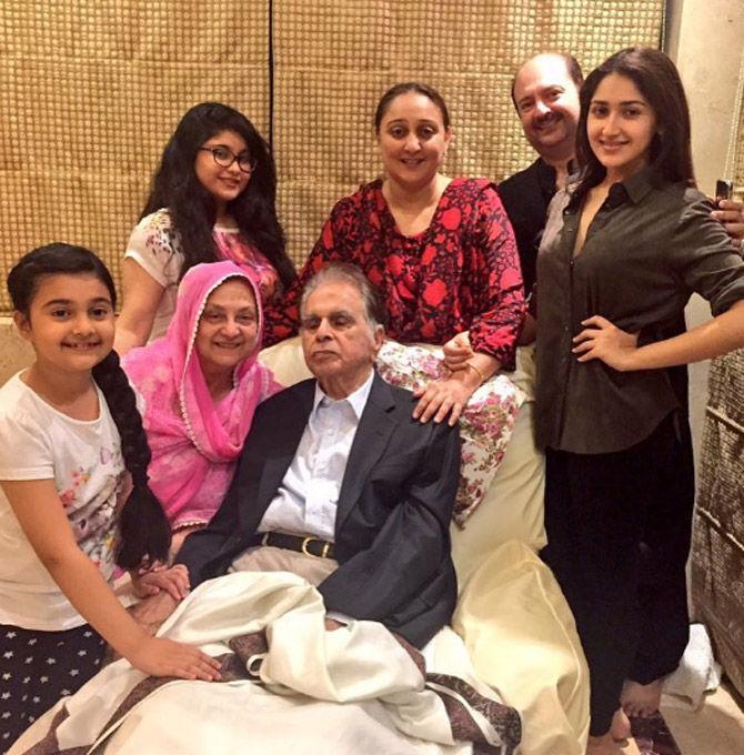 Sayyeshaa doesn't use her surname Saigal and had appealed to the media in June 2017 to address her by her name itself. Pictured: Sayyeshaa with Dilip Kumar, Saira Banu, Shaheen Banu and other family members