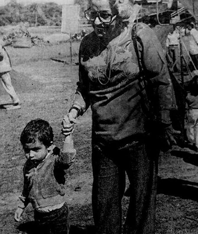 A rare picture of Teji Bachchan, Amitabh Bachchan's mother. The little one in the picture is actor Abhishek Bachchan.