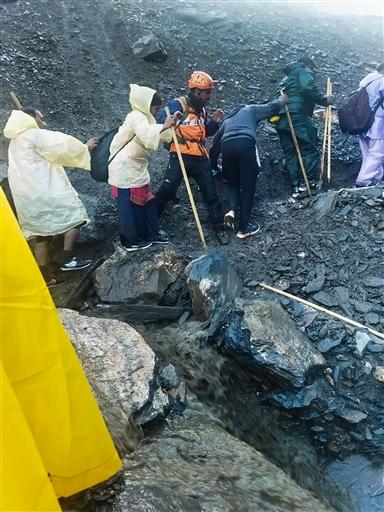 Rescue operation underway following a cloudburst. Pic/PTI