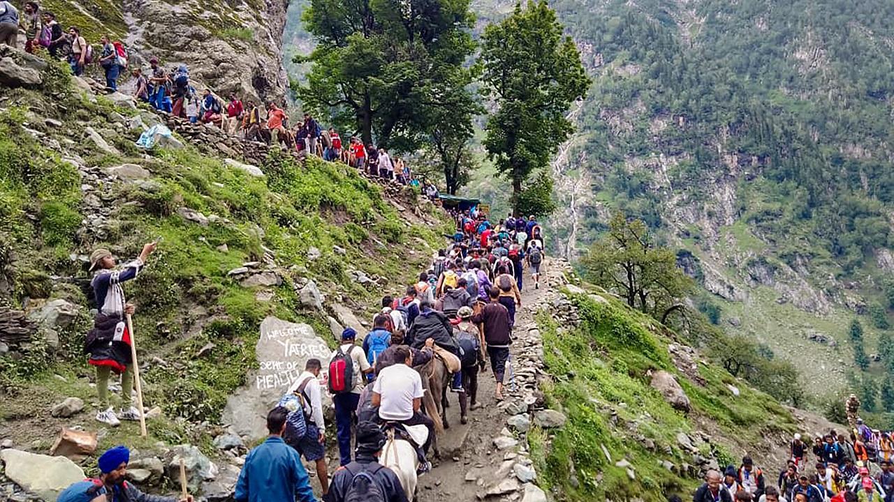 Amarnath yatra: Over 7,100 pilgrims leave for cave shrine from base camp