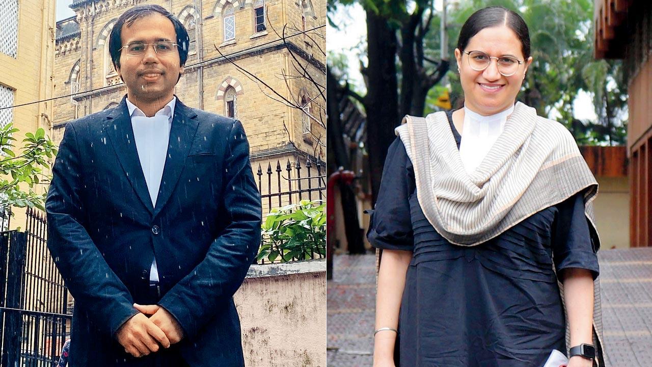 Advocate Aditya Pratap outside the sessions court in Fort where one of the POCSO court is on the third floor. Pic/Shadab Khan; (right) Persis Sadhvi, advocate and director of RATI Foundation, outside the Dindoshi sessions court. Pic/Anurag Ahire