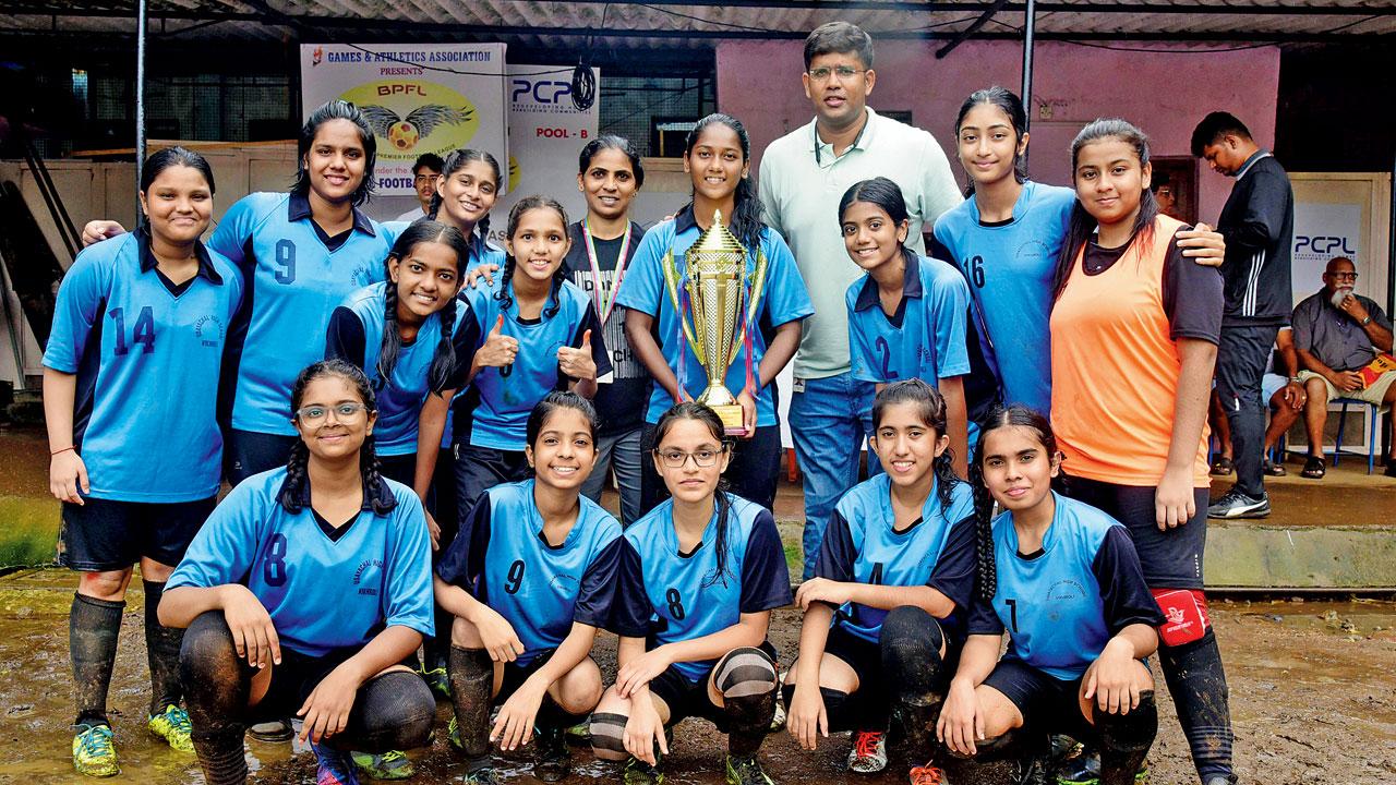 Girls U-17 champs Udayachal (Vikhroli) are all smiles at the D’Assisi ground yesterday